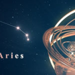 Zodiac Constellation Aries And Armillary Sphere Over Blue Background
